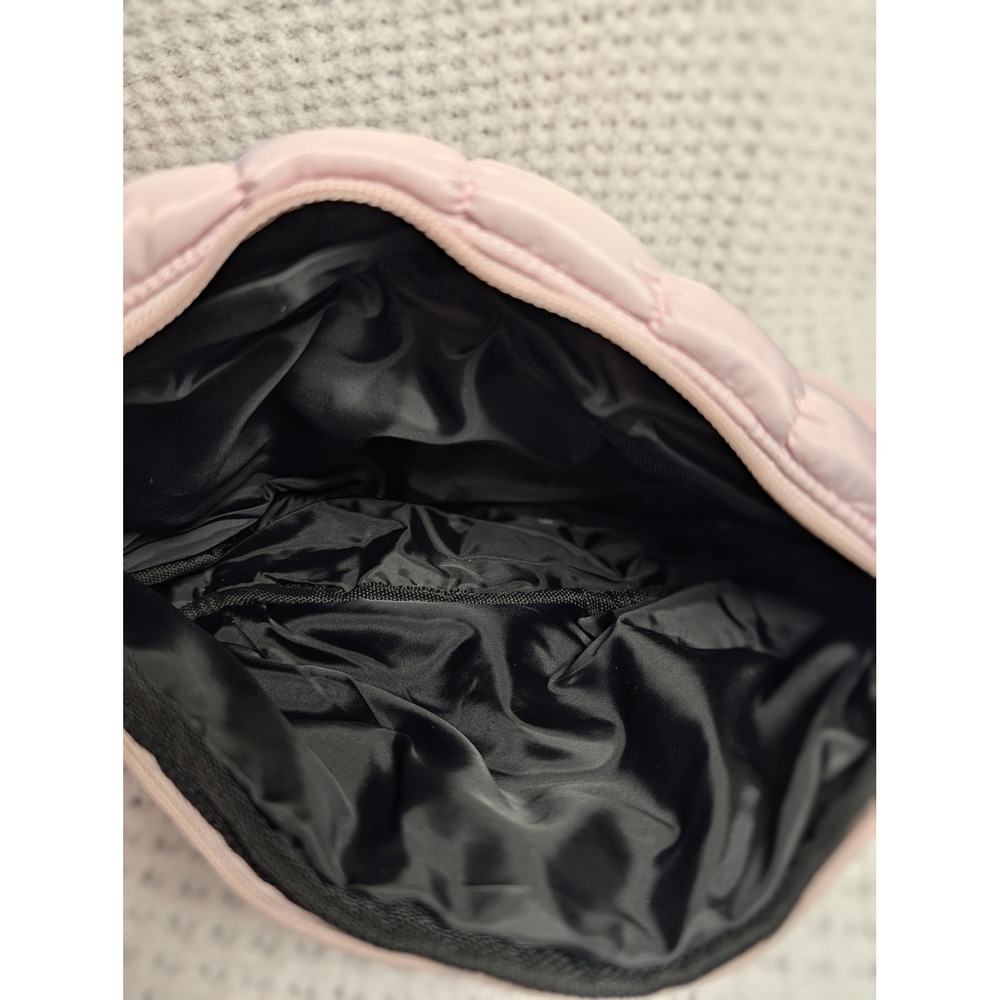Light Pink Quilted Puffer Sling Bag Adjustable Crossbody Teardrop Backpack - Picture 6 of 9